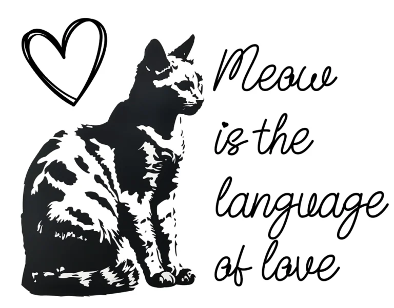 Free Meow is the Language of Love SVG File