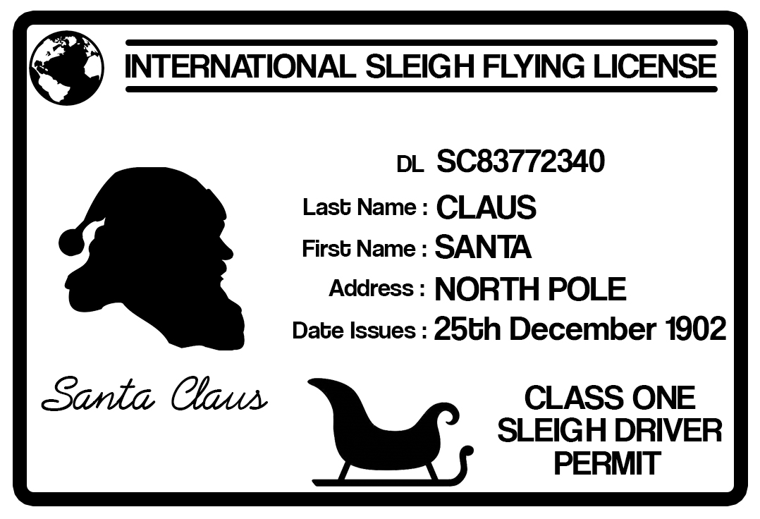 Free Santa Drivers License SVG File