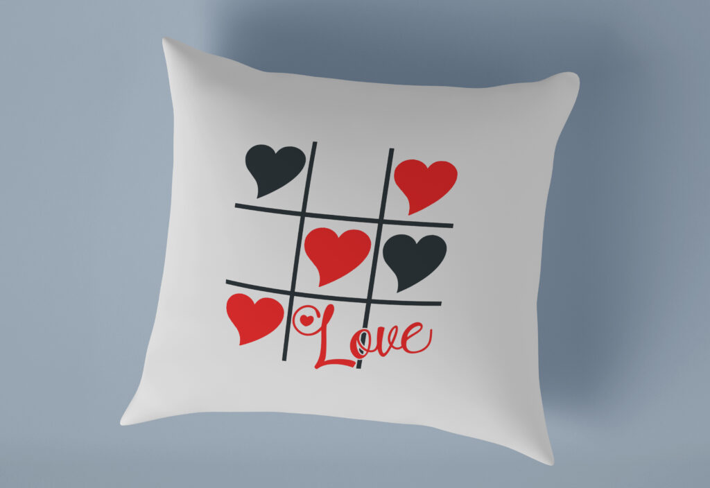 Free Tic Tac Toe Valentines Cushion SVG