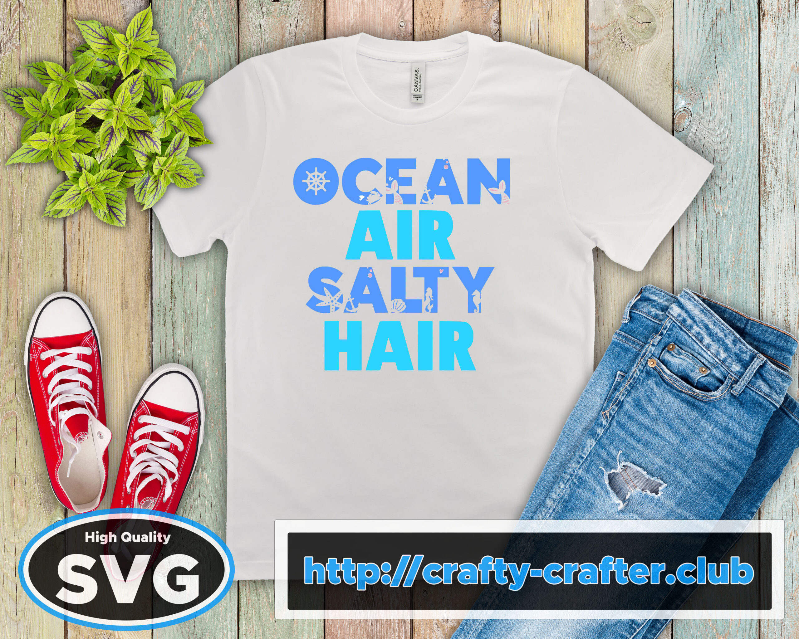 Free Ocean Air Salty Hair SVG Cutting File for the Cricut.