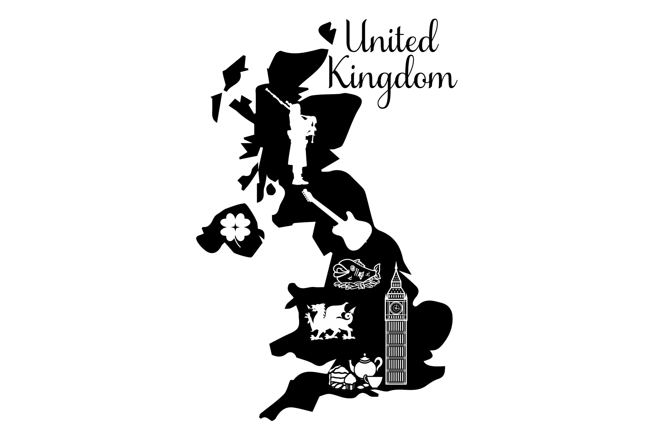 Free United Kingdom Silhouette Map SVG Cutting File