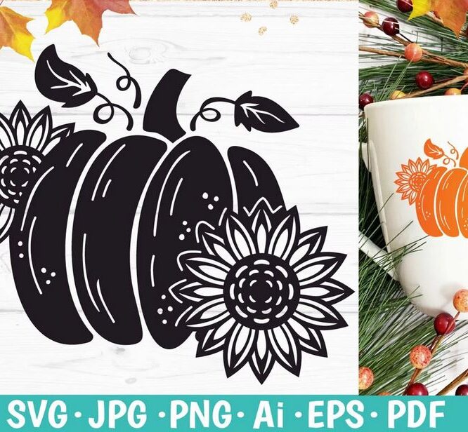 Free Sunflower Pumpkin SVG File