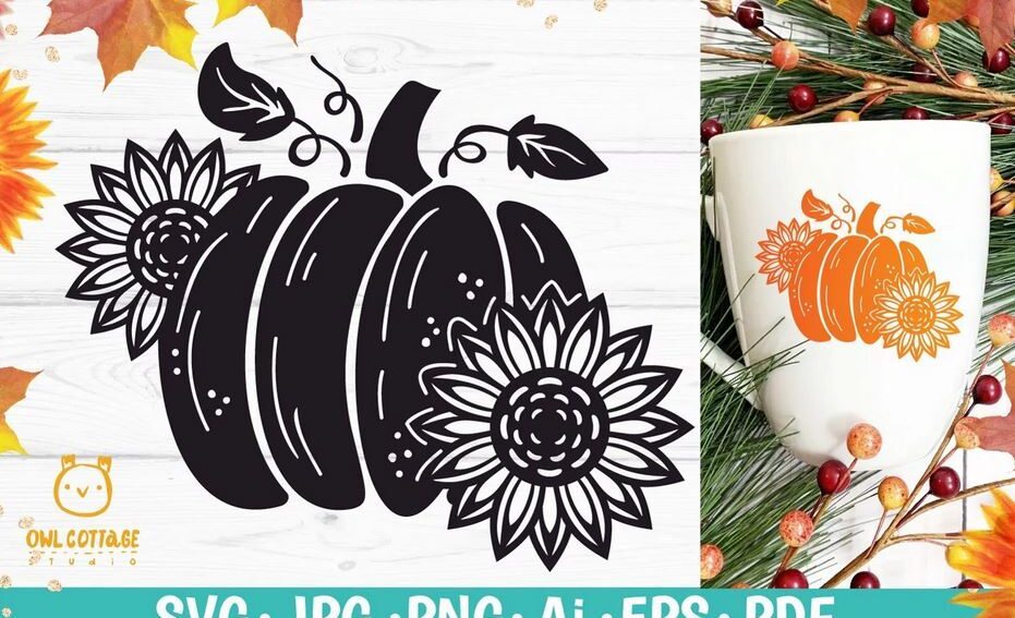 Free Sunflower Pumpkin SVG File