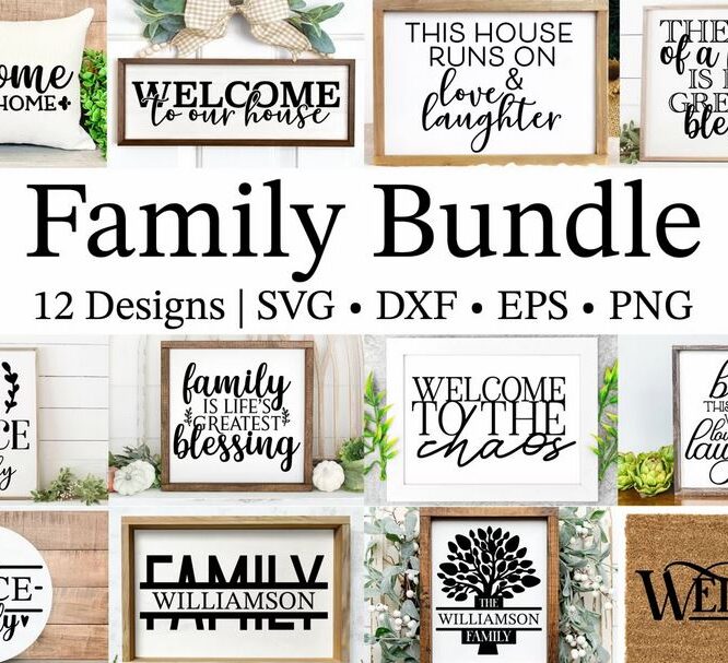 Set of 12 Free Family SVG Bundle