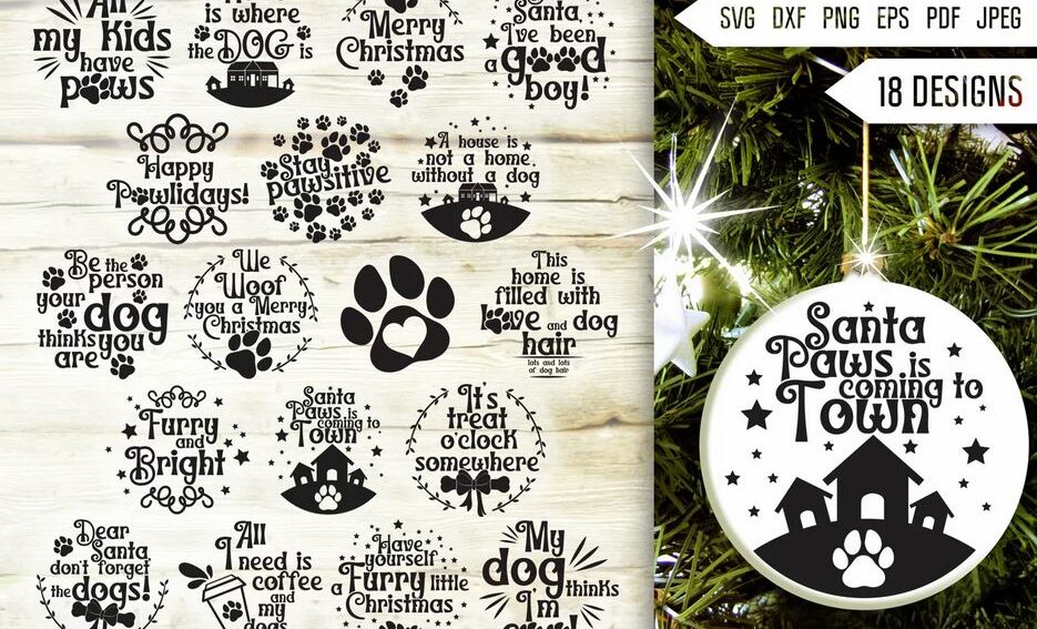 Free Dog Christmas Round Ornament SVG Bundle
