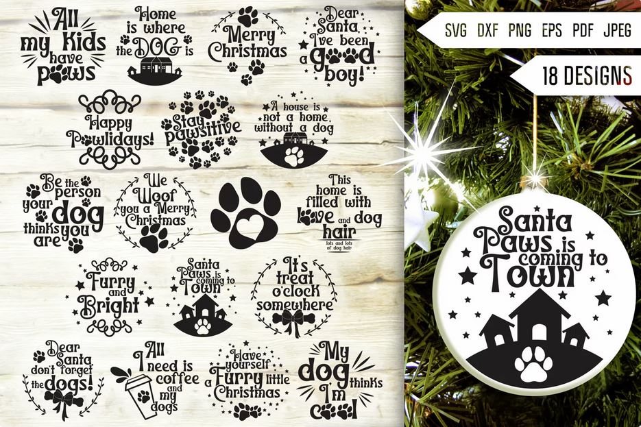 Free Dog Christmas Round Ornament SVG Bundle