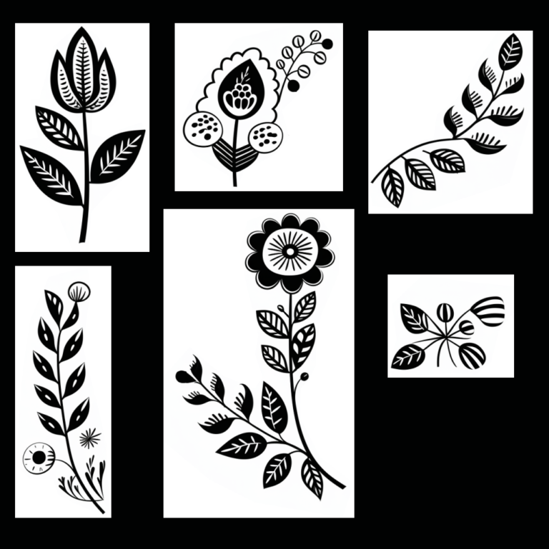 Free Set of 6 Hand Drawn Flower SVG Files