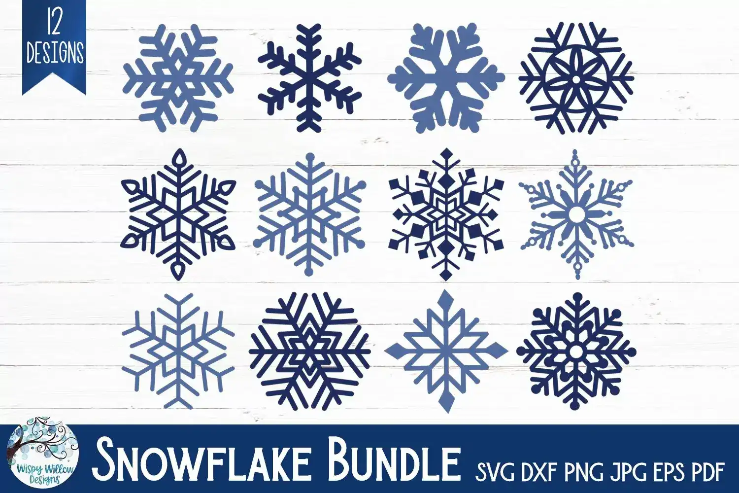 Free Snowflake SVG Bundle | 12 Snowflakes