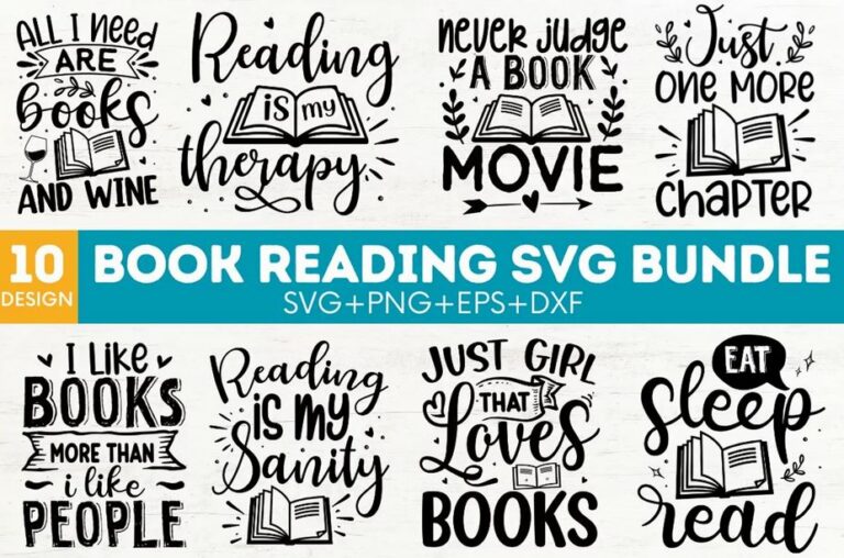 Free Book Reading SVG Bundle