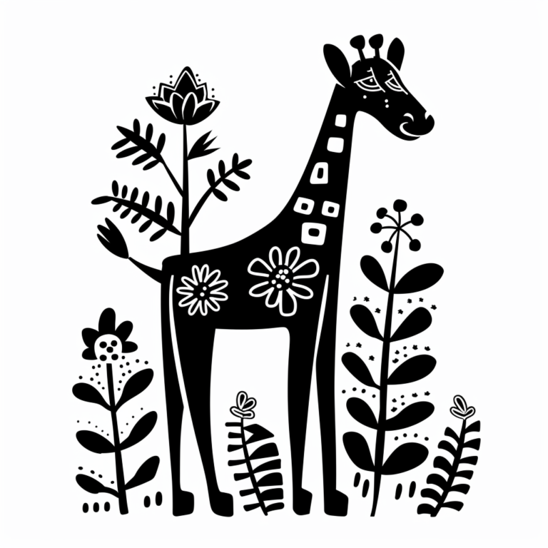 Free Giraffe and Flowers SVG File