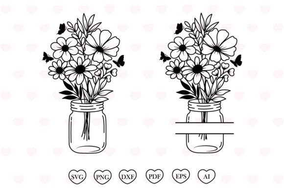 Mason Jar Flowers SVG