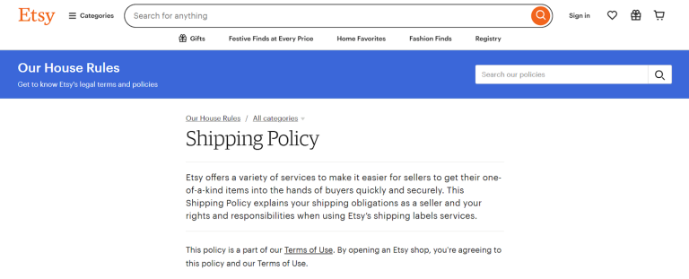 Shop Policies