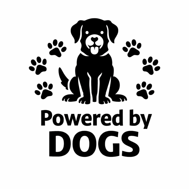 Free Powered by Dogs SVG Design showcasing playful dog graphics and quotes