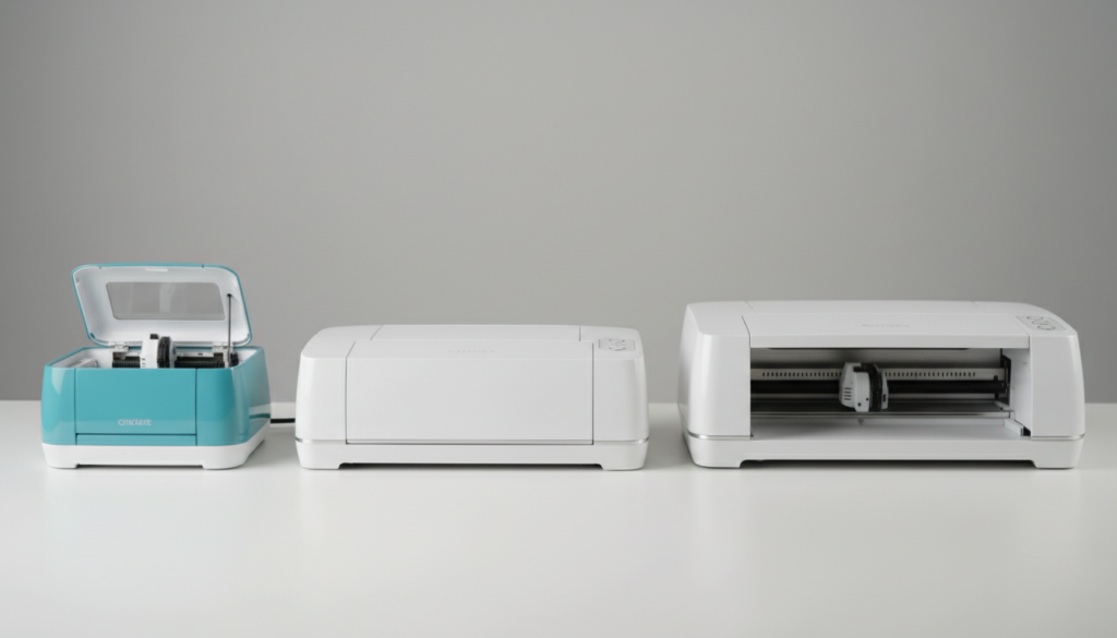 image of side by side view of cricut joy2, explore 5 and maker 4