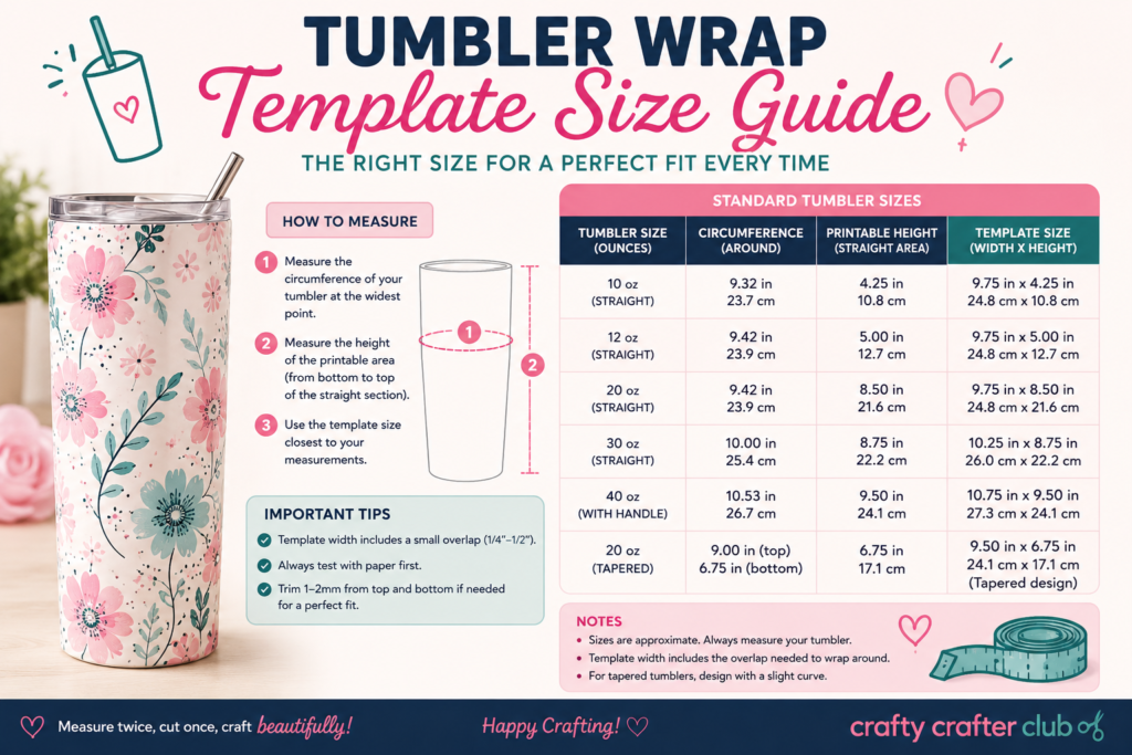Free Tumbler Wrap Template Size Guide — All Brands