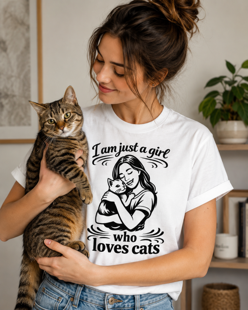Girl who loves cats Mockup