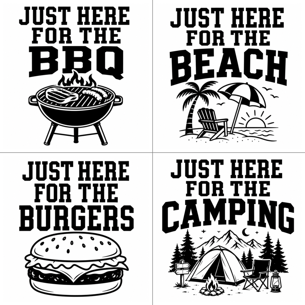 Free funny SVG files for Cricut - Just Here For The - 12 Cricut cut files