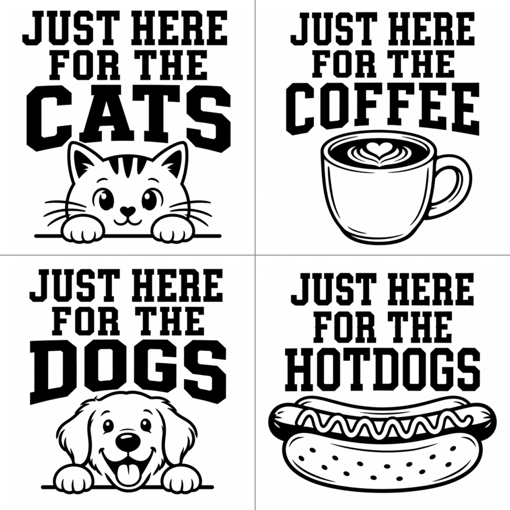 Free funny SVG files for Cricut - Just Here For The - 12 Cricut cut files
