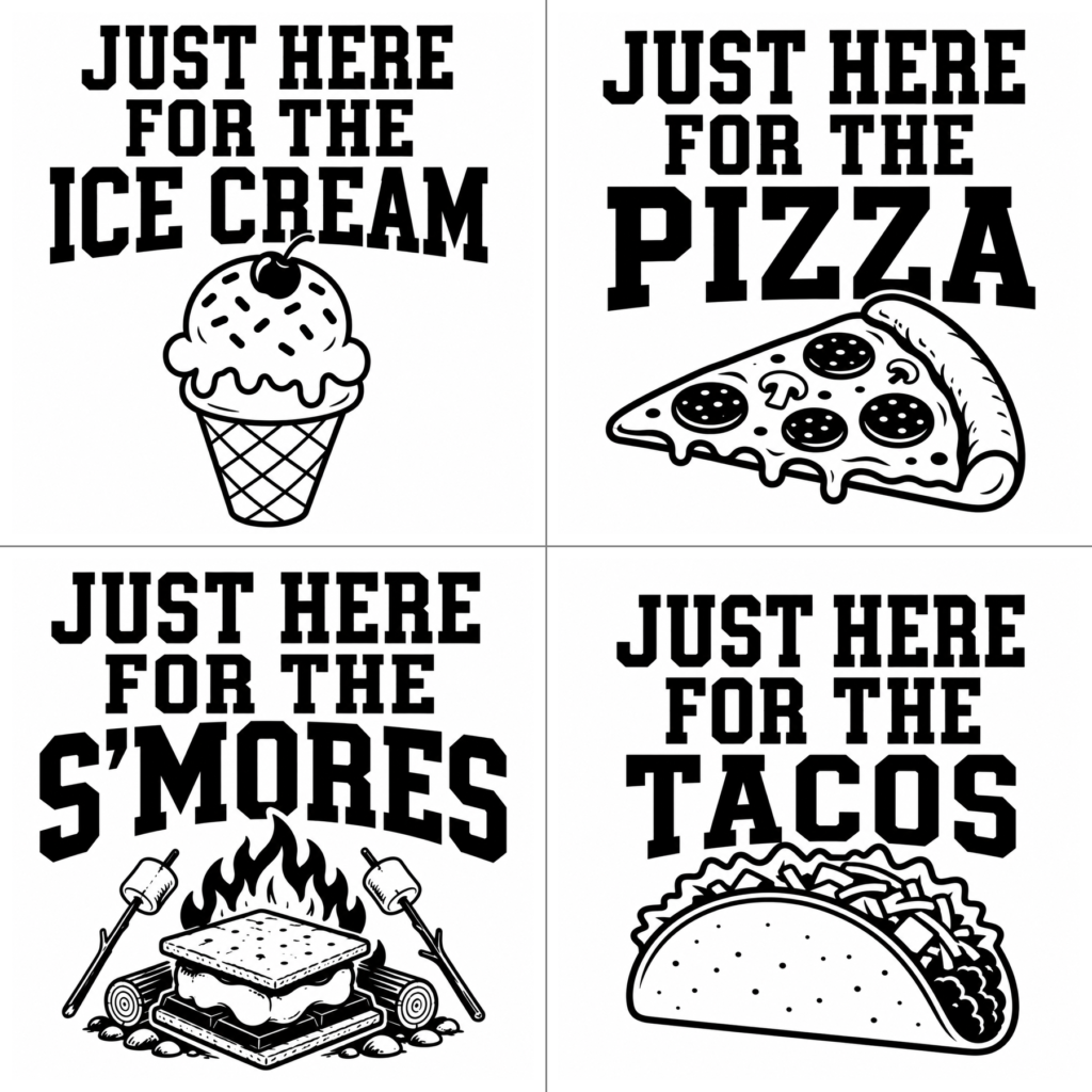 Free funny SVG files for Cricut - Just Here For The - 12 Cricut cut files