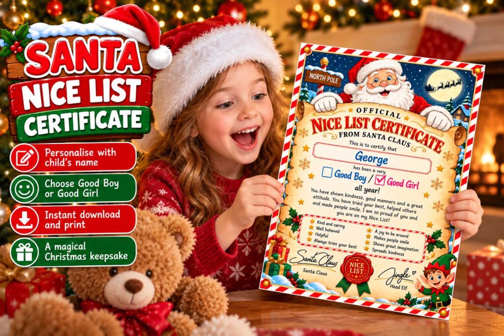 Santa Nice List Certificate